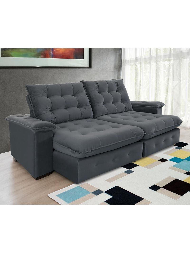Sofá Coliseu 230m Retrátil E Reclinável Super Pillow Chumbo