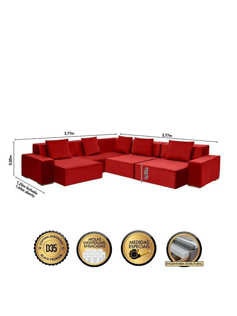 Sofá De Canto Dubai 3,77x3,77m-verme