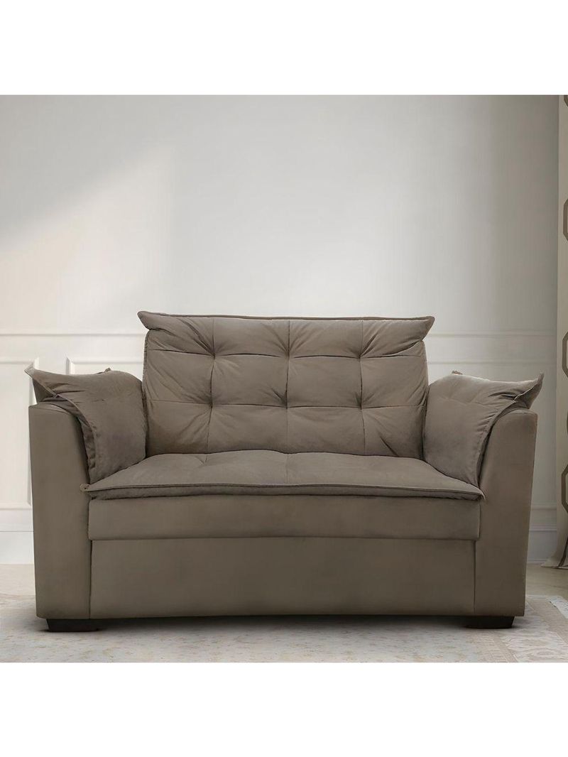 Sofá 2 Lugares Para Sala Moderno Confortável Tatiana Suede bege Escuro