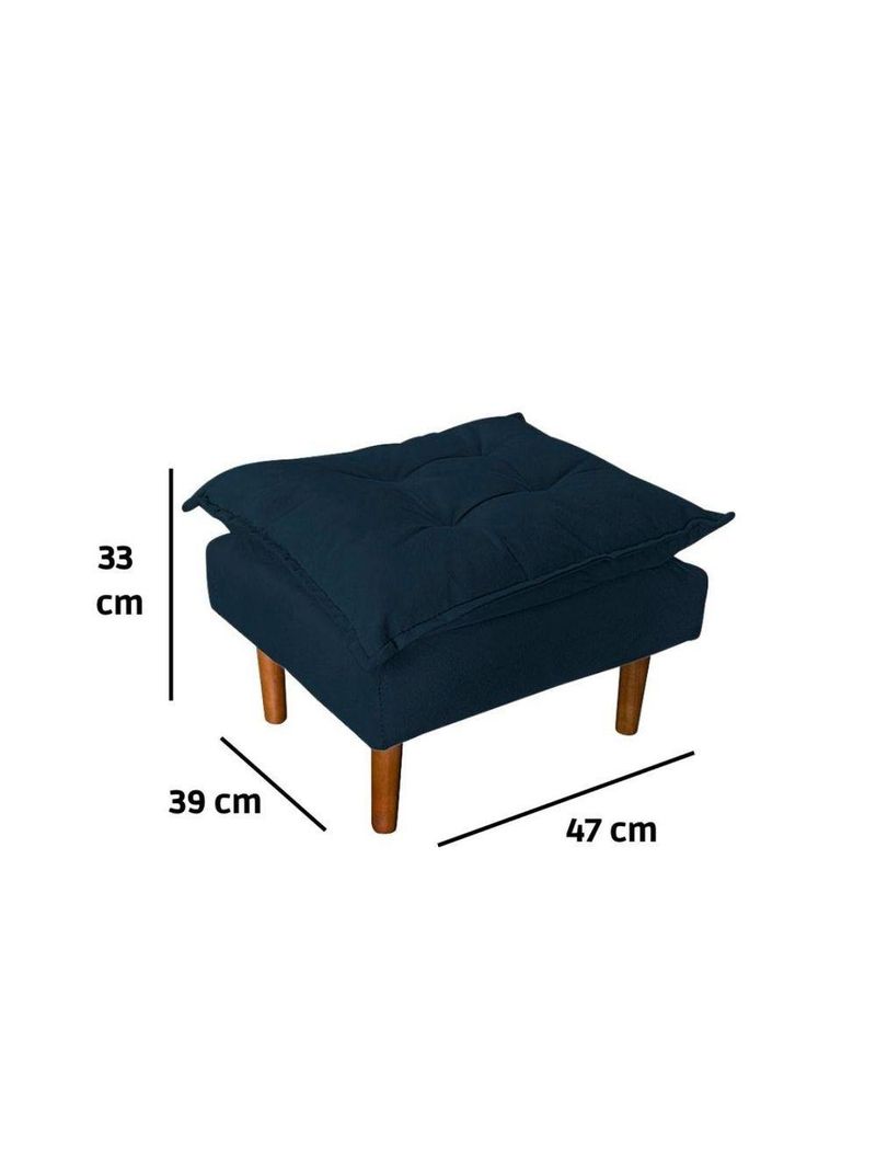 Poltrona De Amamentação Com Puff Quarto De Bebê Bia Suede Cor:azul Marinho