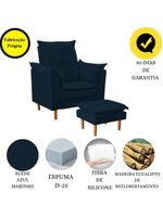Poltrona De Amamentação Com Puff Quarto De Bebê Bia Suede Cor:azul Marinho
