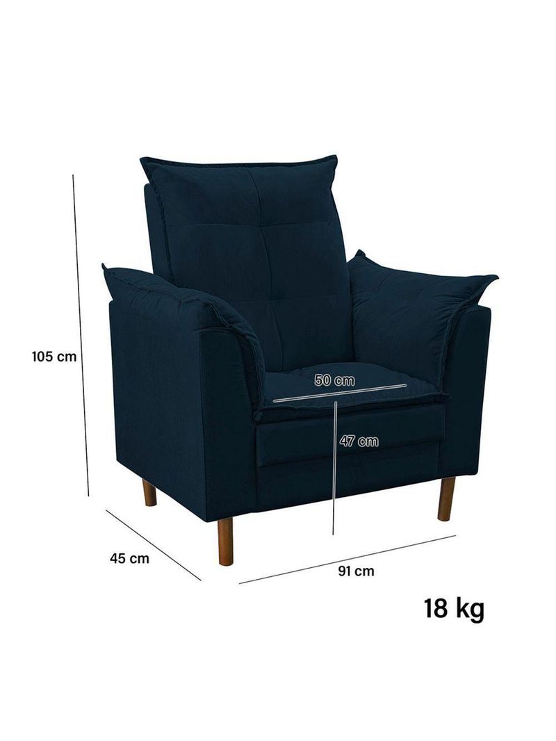 Poltrona De Amamentação Com Puff Quarto De Bebê Bia Suede Cor:azul Marinho