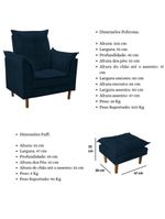 Poltrona De Amamentação Com Puff Quarto De Bebê Bia Suede Cor:azul Marinho