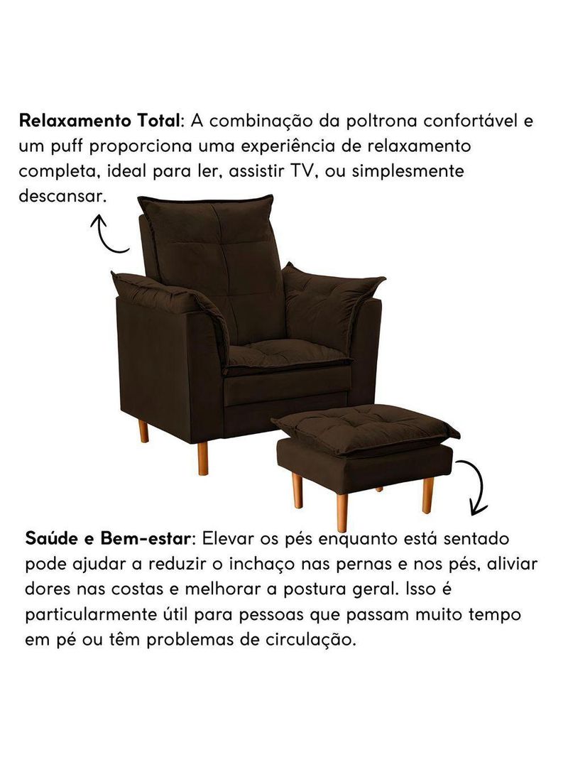 Poltrona Decorativa Sala De Estar Quarto Leitura Ibiza Suede Cor:marrom