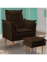 Poltrona Decorativa Sala De Estar Quarto Leitura Ibiza Suede Cor:marrom