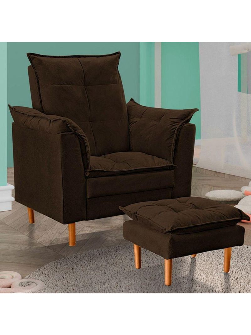 Poltrona Decorativa Sala De Estar Quarto Leitura Ibiza Suede Cor:marrom