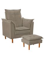 Poltrona De Amamentação Com Puff Quarto De Bebê Liz Suede Cor:bege Escuro