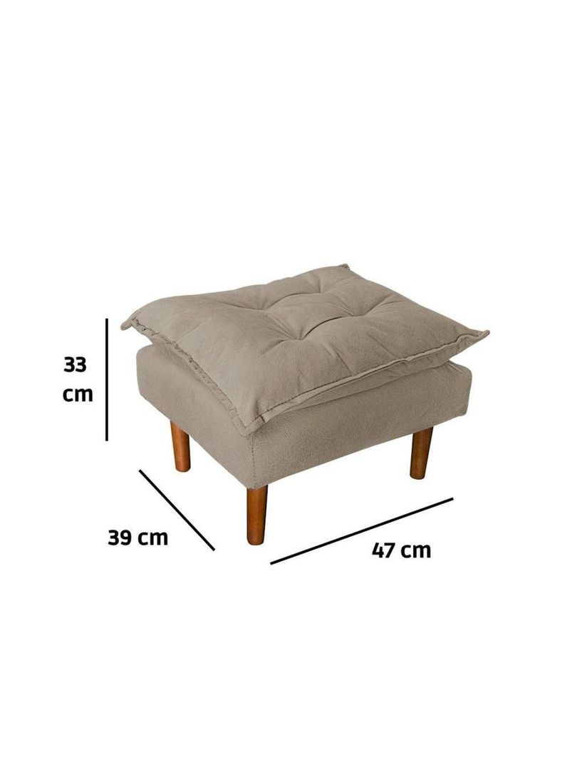 Poltrona De Amamentação Com Puff Quarto De Bebê Liz Suede Cor:bege Escuro