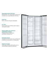 Geladeira 434L Philco Frost Free Inverter Side by Side PRF43A 220V