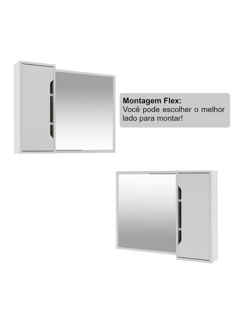 Espelheira Para Banheiro 80cm Com 1 Porta Multimóveis Cr10116 Branco Branco