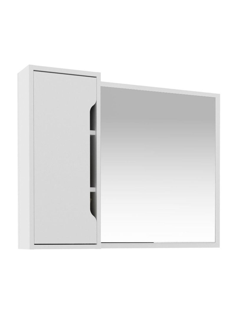 Espelheira Para Banheiro 80cm Com 1 Porta Multimóveis Cr10116 Branco Branco