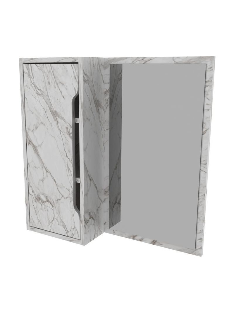 Espelheira Banheiro 60cm 1 Porta Cr10117 Mármore Branco