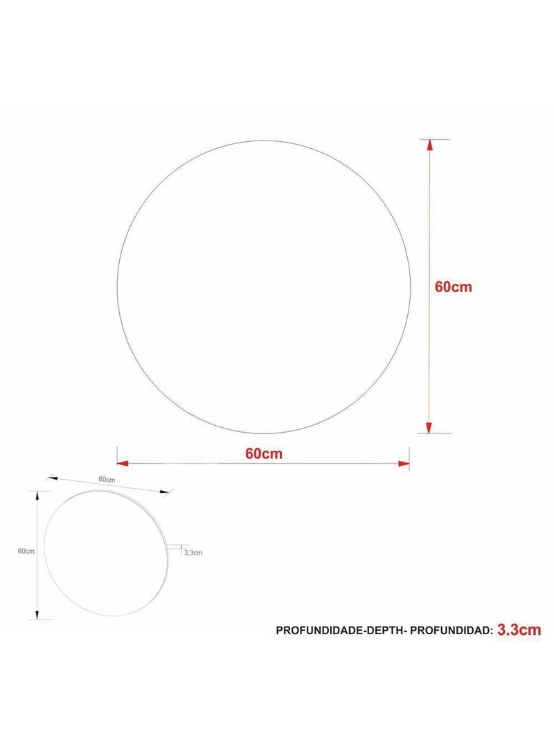 Espelheira P Banheiro Redonda 60cm Multimóveis Cr10114 Cinza