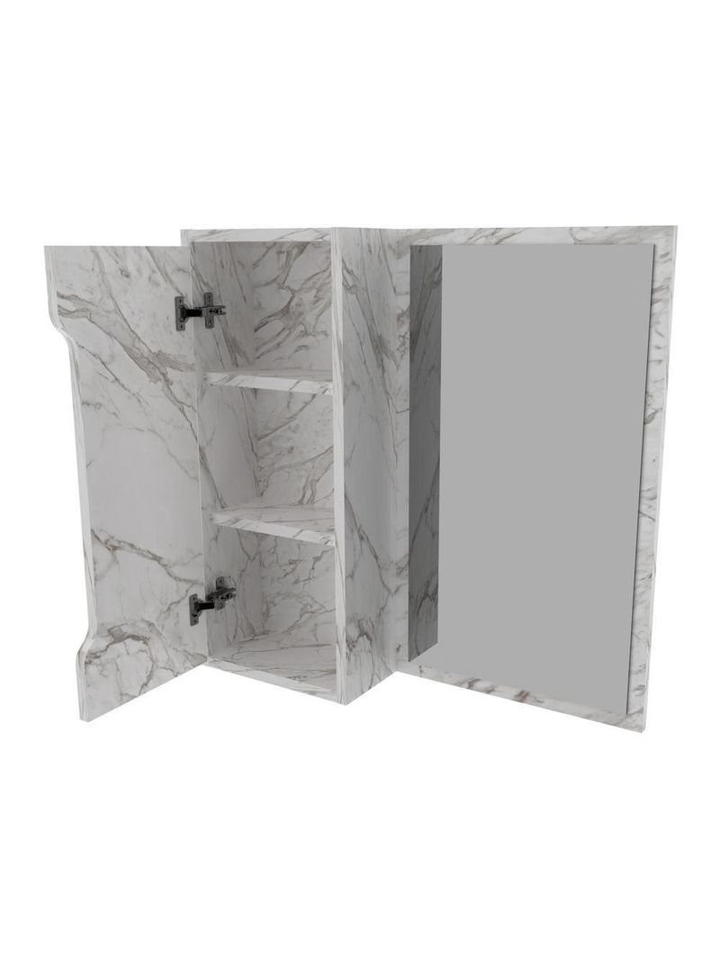 Espelheira Banheiro 60cm 1 Porta Cr10117 Mármore Branco