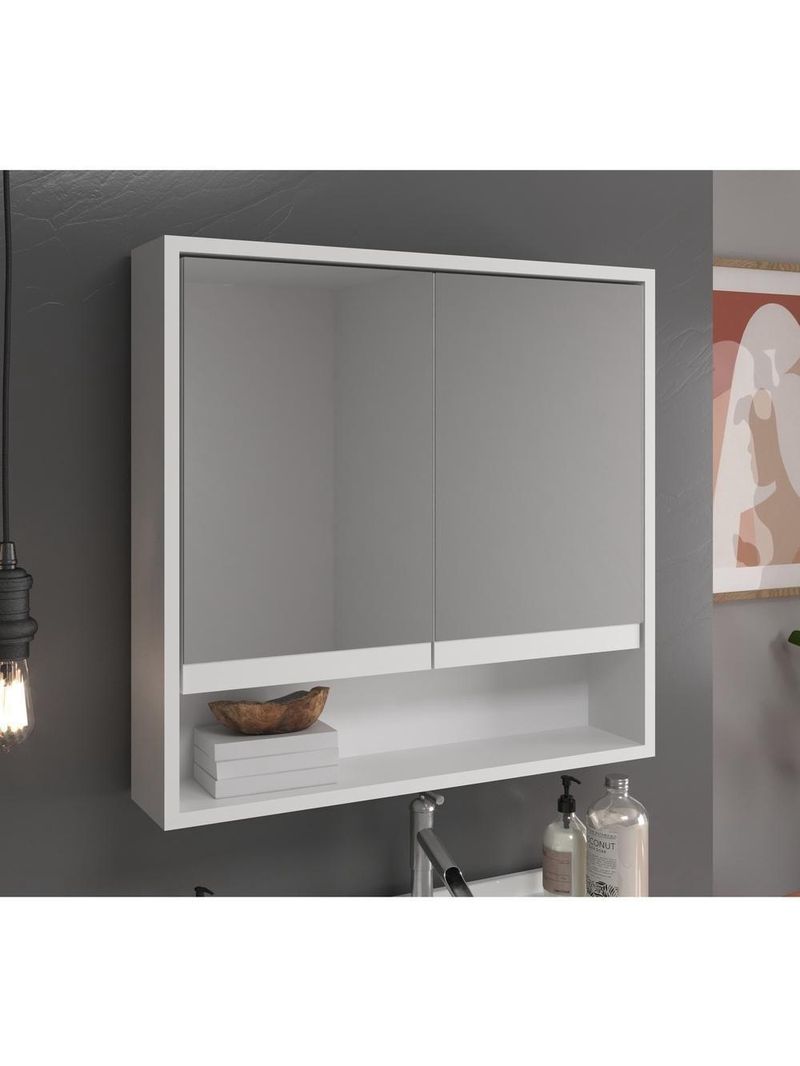 Espelheira Para Banheiro 2 Portas 60Cm Cr10075 Branca