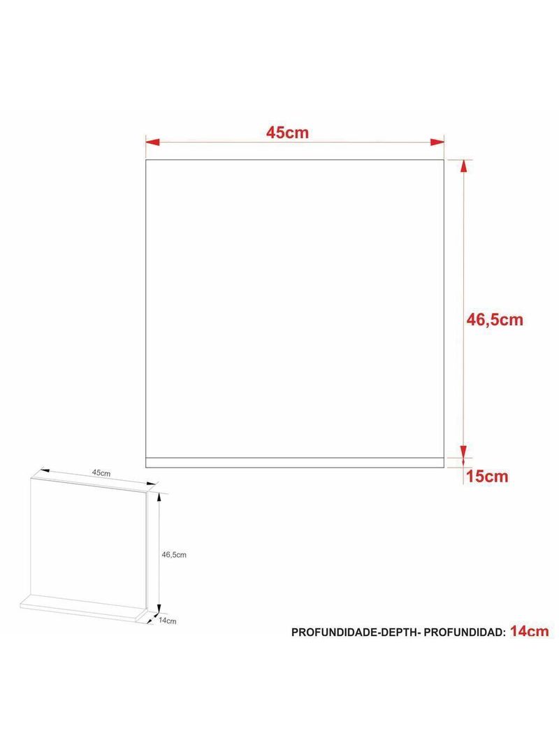 Espelheira Para Banheiro 45cm Com Prateleira Multimóveis Cr10115 Preto
