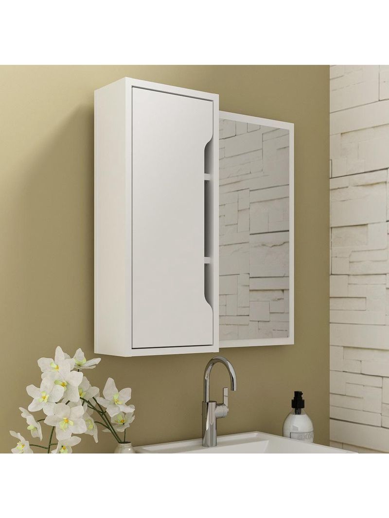 Espelheira Para Banheiro 60cm Com 1 Porta Multimóveis Cr10117 Branco