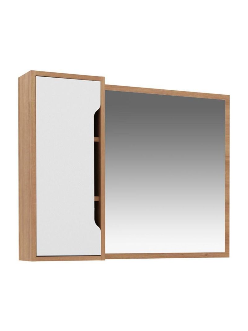Espelheira Banheiro 80cm 1 Porta Cr10116 Amêndoa-branco