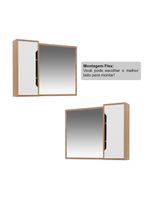 Espelheira Banheiro 80cm 1 Porta Cr10116 Amêndoa-branco