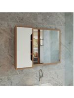 Espelheira Banheiro 80cm 1 Porta Cr10116 Amêndoa-branco