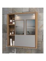 Espelheira Para Banheiro 60cm Com Nichos Multimóveis Cr10112 Noce