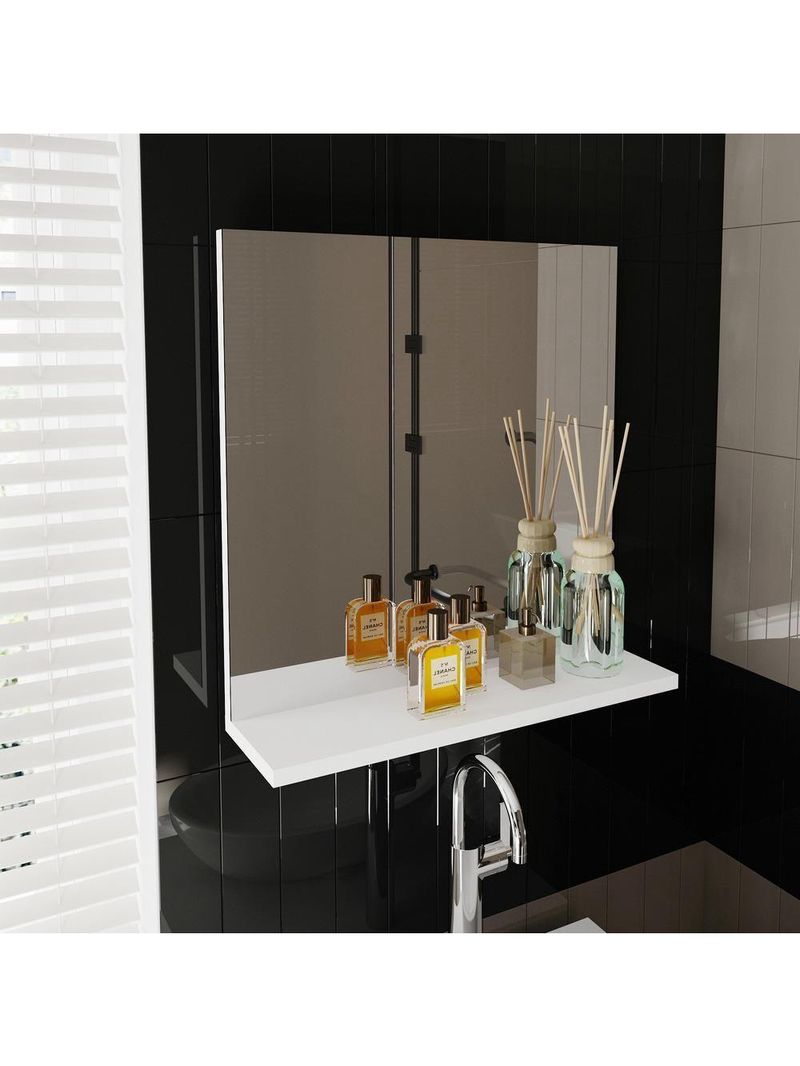 Espelheira Para Banheiro 45cm Com Prateleira Multimóveis Cr10115 Branco