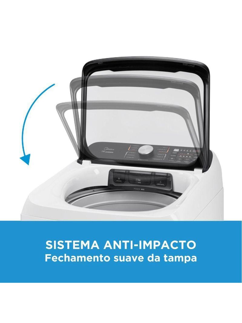 Lavadora De Roupas Automática Midea 13kg MA512W130A-WKBR Reuso De Água Branco 110V