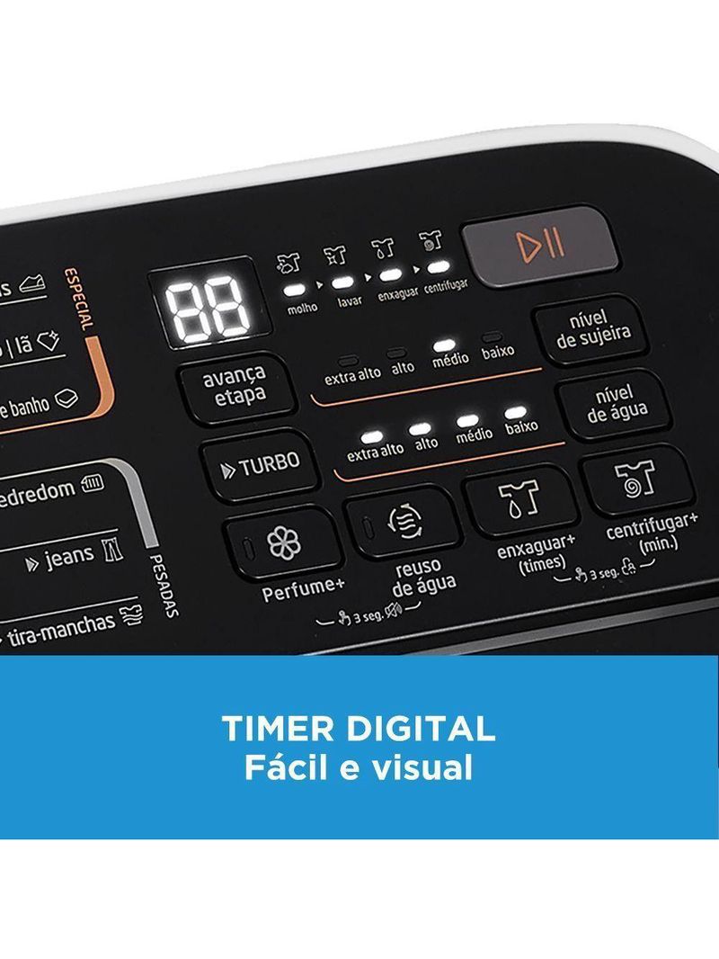 Lavadora De Roupas Automática Midea 13kg MA512W130A-WKBR Reuso De Água Branco 110V