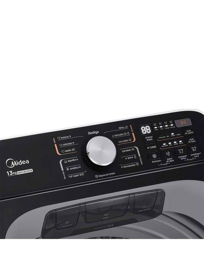 Lavadora De Roupas Automática Midea 13kg MA512W130A-WKBR Reuso De Água Branco 110V