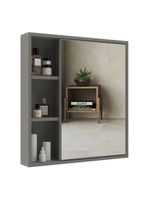 Espelheira Para Banheiro 60cm Com Nichos Multimóveis Cr10112 Cimento Cimento