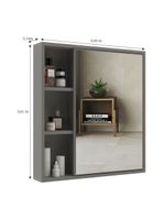 Espelheira Para Banheiro 60cm Com Nichos Multimóveis Cr10112 Cimento Cimento