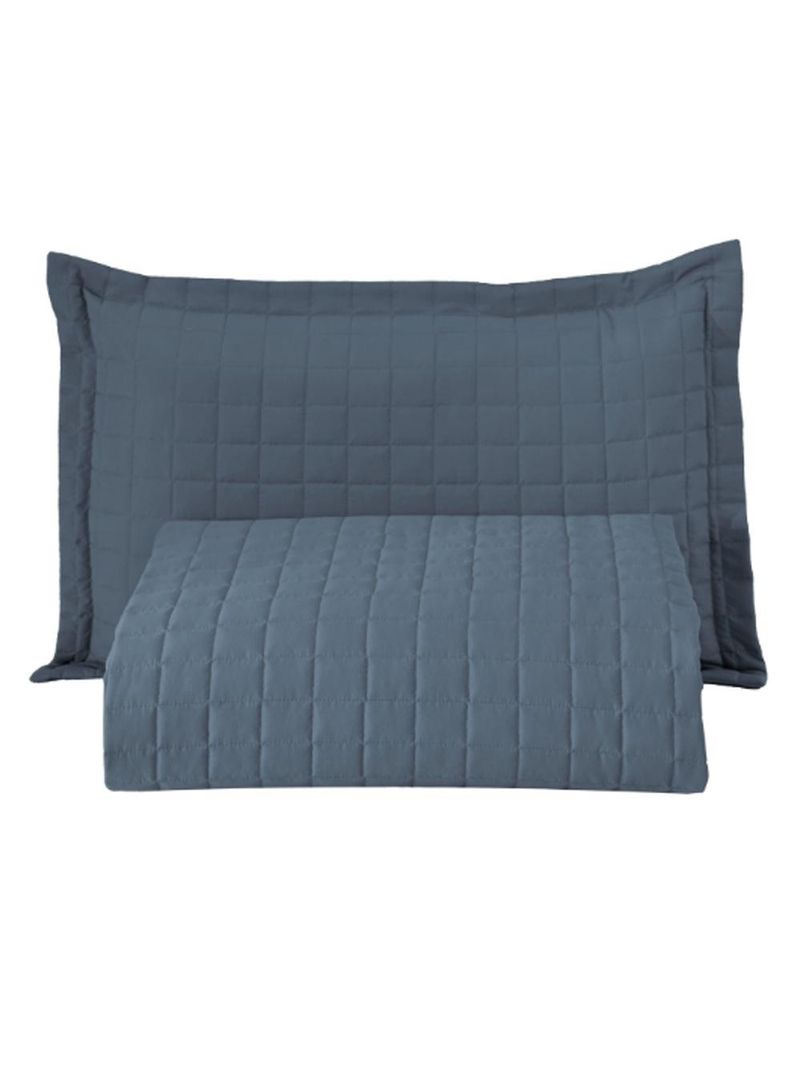 Kit cobre leito colcha bellini solteiro dupla face percal 300 fios textura matelassê 2 peças - azul
