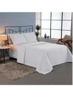 Kit cobre leito colcha bellini king dupla face percal 300 fios textura matelassê 3 peças - branco