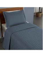 Kit cobre leito colcha bellini solteiro dupla face percal 300 fios textura matelassê 2 peças - azul