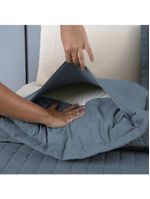 Kit cobre leito colcha bellini solteiro dupla face percal 300 fios textura matelassê 2 peças - azul