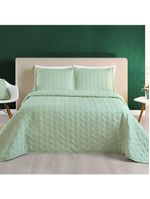 Kit cobre leito colcha desirée casal bordado micropercal 200 fios 3 peças - verde