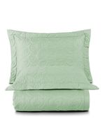 Kit cobre leito colcha desirée casal bordado micropercal 200 fios 3 peças - verde