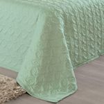 Kit cobre leito colcha desirée casal bordado micropercal 200 fios 3 peças - verde