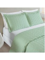 Kit cobre leito colcha desirée casal bordado micropercal 200 fios 3 peças - verde