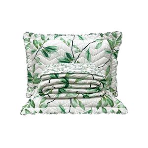 Kit cobre leito colcha classics queen dupla face percal 300 fios estampado 3 peças - flores verde