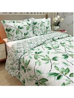 Kit cobre leito colcha classics queen dupla face percal 300 fios estampado 3 peças - flores verde