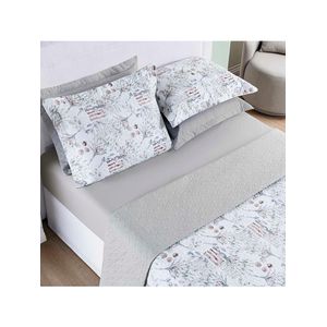 Kit cobre leito colcha maris king estampado dupla face percalle 200 fios 3 peças protea cinza