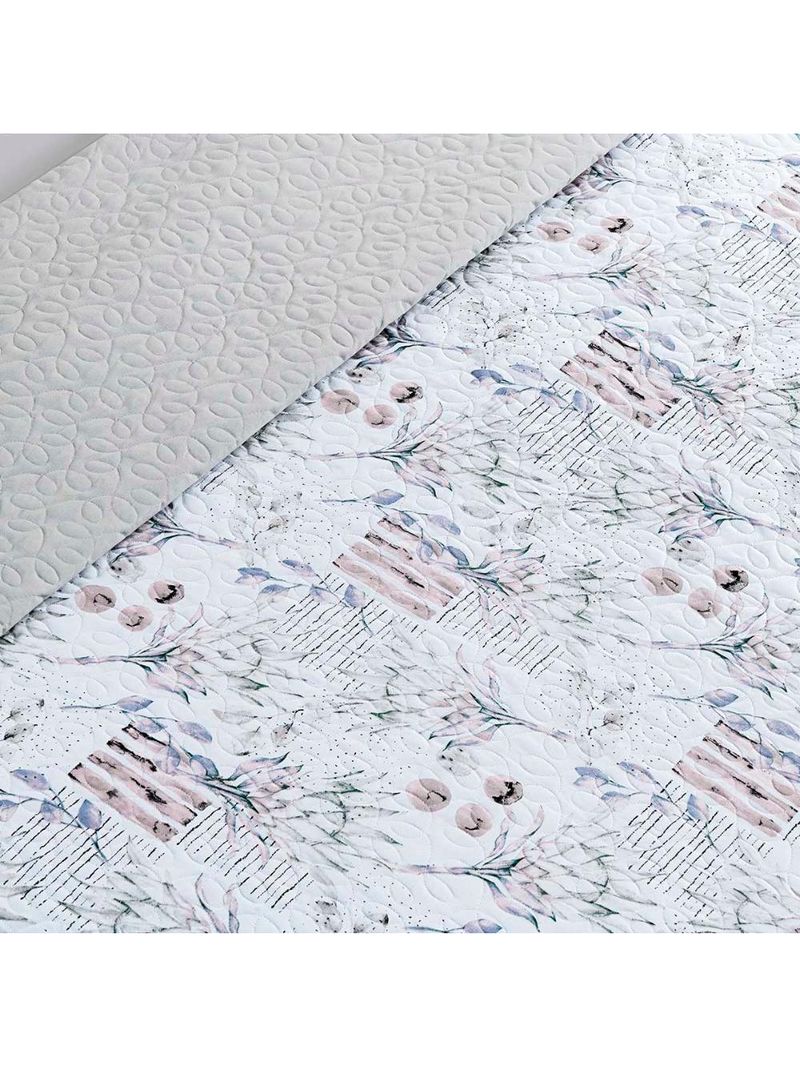 Kit cobre leito colcha maris king estampado dupla face percalle 200 fios 3 peças protea cinza