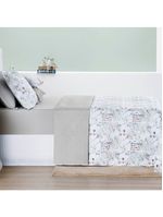 Kit cobre leito colcha maris king estampado dupla face percalle 200 fios 3 peças protea cinza