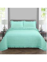 Kit cobre leito colcha maison king c/ babado percal 300 fios 3 peças - verde menta