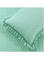 Kit cobre leito colcha maison king c/ babado percal 300 fios 3 peças - verde menta