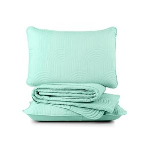 Kit cobre leito colcha arcos casal padrão dupla face matelado 200 fios 3 peças verde