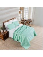 Kit cobre leito colcha arcos casal padrão dupla face matelado 200 fios 3 peças verde