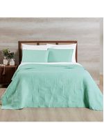 Kit cobre leito colcha arcos casal padrão dupla face matelado 200 fios 3 peças verde