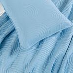 Kit cobre leito colcha arcos casal padrão dupla face matelado 200 fios 3 peças azul claro